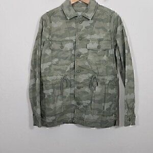 American Eagle Light Olive Green Camo Military Utility Cinched Waist Jacket XS